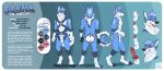 abstract_background absurd_res animal_genitalia animal_penis anthro balls blue_body blue_eyes blue_fur blue_hair blush canid canine canine_genitalia canine_penis canis domestic_dog english_text erection front_view fur genitals grin hair harness hi_res husky hybrid knot knot_in_sheath looking_at_viewer male male_anthro mammal model_sheet nordic_sled_dog nude open_mouth penis penis_tip rear_view red_penis red_tongue sheath short_hair side_view smile solo spitz standing text tongue white_balls white_body white_fur white_sheath wolf yookie