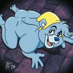 1:1 2024 4_fingers 4_toes all_fours anthro bear blue_body blue_fur blue_hair blue_nose butt chromatic_aberration clothing digital_drawing_(artwork) digital_media_(artwork) disney eyebrows fabfelipe feet fingers fur furgonomic_hat furgonomic_headwear furgonomics gummi_bears gusto_gummi hair hat hat_only headgear headgear_only headwear headwear_only hi_res male mammal mostly_nude mostly_nude_anthro mostly_nude_male open_mouth open_smile smile solo tailless toes tongue yellow_clothing yellow_hat yellow_headwear
