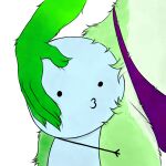 1:1 3_fingers 4_fingers ambiguous_gender anthro blacked_hand blue_body clothing duo felid felly_(fellyart) fellyart female female/ambiguous fingers fur green_body green_fur hand_on_head head_on_hip hi_res hug humanoid mammal purple_clothing purple_thong purple_underwear simple_background size_difference thick_thighs thong underwear white_background