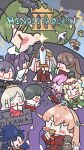  6+girls :&lt; :o ;) adapted_uniform anyoji_hime bird black_cloud black_hair blowing_whistle blue_eyes blue_hat blue_robe blush bow_(weapon) braid brown_hair ceras_yanagida_lilienfeld chibi chibi_only commentary crane_(animal) crossbow dragon_quest dress elf fairy fang fang_out fangs fangs_out fantasy flask fujishima_megumi gonzales_(love_live!) green_dress green_eyes green_hair grey_hair hair_bun hair_ornament hairclip hakama half_up_braid half_updo hammer hasu_no_sora_fantasy hasu_no_sora_school_uniform hat heart highres hinoshita_kaho holding holding_bow_(weapon) holding_crossbow holding_hammer holding_sword holding_wand holding_weapon holding_whistle jacket japanese_clothes kachimachi_kosuzu katsuragi_izumi kosode lightning link!_like!_love_live! logo_parody long_hair love_live! medium_dress miko momose_ginko multicolored_hair multiple_girls murano_sayaka neckerchief ogami_sachi one_eye_closed open_clothes open_jacket open_mouth osawa_rurino otomune_kozue otter otter_(hasu_no_sora) parallel_hairclips pink_dress pink_jacket pleated_dress pointy_ears princess profile purple_eyes purple_hair rabbit raised_inner_eyebrows red_eyes red_hair red_hakama red_neckerchief robe round-bottom_flask sailor_collar school_uniform short_hair side_ponytail single_side_bun sleeveless sleeveless_dress smile sparkle streaked_hair sunkeun sword triangle_mouth two-tone_hair two_side_up v-shaped_eyebrows vampire virtual_youtuber wand war_hammer weapon whistle white_sailor_collar winter_uniform witch_hat wizard yellow_neckerchief yugiri_tsuzuri |_| 