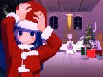  2girls choko_(chokotto_sister) chokotto_sister christmas christmas_tree kawagoe_haruma long_sleeves mouth_hold multiple_girls praying santa_costume serikawa_chitose takeuchi_sakura wallpaper 