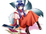  animal_ears boots foxgirl japanese_clothes koma sword tail tail_tale yellow_eyes 