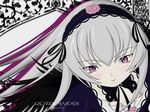  artist_request black_dress black_wings copyright_name dress flower hairband lolita_hairband long_hair pink_eyes pink_flower pink_rose rose rozen_maiden silver_hair solo suigintou upper_body very_long_hair wallpaper wings 
