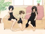  artist_request bangs bare_shoulders barefoot black_dress black_eyes black_hair black_ribbon black_shorts breasts brown_eyes brown_hair camisole collarbone couch dress feet fukuzawa_yumi hair_ribbon indoors kneeling light_frown light_smile long_hair looking_at_viewer looking_back maria-sama_ga_miteru mizuno_youko multiple_girls ogasawara_sachiko on_floor parted_bangs pillow plant potted_plant ribbon short_hair shorts sitting sleeveless sleeveless_dress small_breasts strap_slip swept_bangs twintails very_long_hair window 