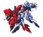  1980s_(style) battle beam_cannon cable char&#039;s_counterattack chest_cannon damaged debris duel earth_federation gundam izubuchi_yutaka key_visual machinery magazine_scan mecha mecha_focus mobile_suit neo_zeon no_humans nu_gundam official_art production_art promotional_art radio_antenna retro_artstyle robot sazabi scan science_fiction simple_background spoilers traditional_media v-fin white_background 