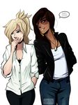  couple dark_skin mercy_(overwatch) multiple_girls overwatch pharah_(overwatch) 