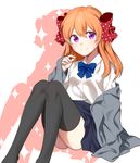  absurdres bad_id bad_pixiv_id bow gekkan_shoujo_nozaki-kun hair_bow highres long_hair orange_hair polka_dot polka_dot_bow purple_eyes rouman_academy_uniform sakura_chiyo school_uniform solo summons_(gina5213) 