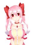  absurdres bad_id bad_pixiv_id blush bow breasts cosplay hair_bow hair_ribbon highres kaname_madoka kaname_madoka_(cosplay) large_breasts long_hair looking_at_viewer magical_girl mahou_shoujo_madoka_magica mmmrk_17 nitroplus pink_hair ribbon smile solo super_sonico twintails v_arms 