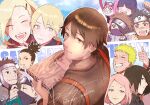  3girls 6+boys asukachan_to_ryotakun bandaid bandaid_on_face bandaid_on_nose black_eyes black_gloves black_hair black_shirt blonde_hair book boruto:_naruto_next_generations brown_hair character_name closed_mouth facial_hair facial_mark fingerless_gloves forehead_mark forehead_protector gloves goatee green_eyes hair_over_eyes happy_birthday haruno_sakura hatake_kakashi highres holding holding_sketchbook holding_stuffed_toy kokubo_renga konohagakure_symbol kuroi_hako looking_at_viewer looking_back mask mouth_mask multiple_boys multiple_girls nara_shikamaru naruto_(series) open_mouth pale_skin pink_hair purple_hair sai_(naruto) scar scar_across_eye scar_on_face shirt short_hair signature sketchbook smile star-shaped_pupils star_(symbol) stuffed_toy sweatdrop symbol-shaped_pupils taketori_houki thumbs_up twitter_username uchiha_sasuke upper_body uzumaki_naruto yamanaka_ino yamanaka_inojin yamato_(naruto) 