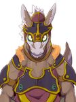  anthro armor dagasi equine esel fairy_musketeers front_view half-length_portrait headgear helmet horse looking_at_viewer male mammal portrait solo standing 