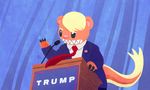  2016 brown_fur claws clothed clothing donald_trump fur male mammal mongoose necktie nintendo parody podium pok&eacute;mon sharp_teeth solo suit teeth unknown_artist video_games yungoos 