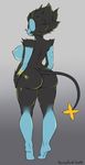  anthro anthrofied areola big_breasts big_butt black_fur blue_fur breasts butt color_edit colored edit erect_nipples eyewear feline female fur glasses gradient_background hi_res liveforthefunk looking_away luxray mammal nintendo nipples nude pok&eacute;mon pok&eacute;morph rear_view side_boob simple_background solo tiptoes video_games yellow_fur 