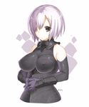  bare_shoulders breasts covered_nipples eiri_(eirri) elbow_gloves fate/grand_order fate_(series) gloves hair_over_one_eye large_breasts mash_kyrielight purple_eyes purple_hair short_hair solo 