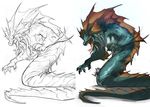  fangs jewelry line_art looking_at_viewer male naga nothing41 open_mouth red_eyes scalie sketch solo video_games warcraft 