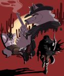  alternate_universe alternative_fashion anthro arm_belt arm_tuft bag belt boots bottomwear brooch cactus canid canine canis catclawcaramel cheek_tuft claws cloak clothing cowboy cowboy_boots cowboy_hat cowboy_outfit crossed_legs death_(puss_in_boots) dreamworks dual_wielding elbow_tuft facial_markings facial_tuft fluffy fluffy_tail footwear fur fuzzy grey_body grey_fur grin gun half-closed_eyes handgun hands_behind_head hat head_markings headgear headwear hi_res holding_gun holding_object holding_ranged_weapon holding_weapon leaning leaning_backward leg_bag leg_pouch looking_at_viewer lying male mammal markings mask_(marking) multiple_images narrowed_eyes neck_tuft on_back pants pistol plant pointy_ears poncho prick_ears puss_in_boots_(franchise) raised_arm ranged_weapon red_background red_eyes relaxing resting shaded shirt shoes simple_background skull_accessory smile smirk smoke solo spurs standing tail teeth thigh_bag thigh_bags thigh_belt topwear torn_clothing tuft walking weapon white_clothing white_shirt white_topwear wolf 