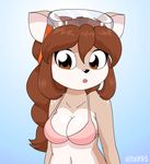  2016 alfa995 animated anthro areola black_nose blinking blush bra bra_lift breasts brown_eyes brown_fur brown_hair cervine clothing clothing_lift cute deer eyewear female fur goggles hair half-closed_eyes long_hair looking_at_viewer mammal mostly_nude nipples open_mouth simple_background smile solo standing swimsuit tan_fur tongue tongue_out underwear white_fur 