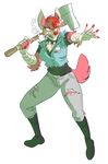 anthro axe canine cigarette clothed clothing female hi_res kippy mammal melee_weapon simple_background solo standing teeth torn_clothing weapon white_background 