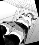  :o bad_id bad_pixiv_id bangs blouse border bra crop_top crop_top_overhang crotch_seam dutch_angle from_below greyscale katori_youko midriff miniskirt monochrome motion_lines navel nimame_(nimameumee) no_eyes open_mouth outstretched_arms panties pantyshot pleated_skirt school_uniform serafuku shade short_sleeves sketch skirt solo stomach striped striped_bra thighhighs underwear upshirt upskirt world_trigger 