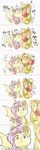  2016 apple applejack_(mlp) bat_pony blonde_hair chewing comic cowboy_hat cutie_mark duo earth_pony equine female feral flutterbat_(mlp) fluttershy_(mlp) food freckles friendship_is_magic fruit green_eyes hair hat heartbroken hobilo horse humor looking_at_viewer mammal my_little_pony pink_hair pony red_eyes simple_background sweat sweatdrop text white_background wings 