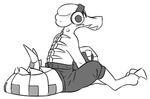  2015 beanie clothed clothing crocodile crocodilian cybernetics cyborg harrison_bright hat headphones latch lethal_league machine male reptile scalie shorts solo spine topless 