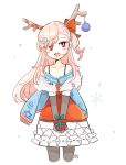  1girl alternate_costume antlers artist_request capelet christmas commentary_request fur_trim gift girls_frontline hair_ornament hexagram korean_commentary negev_(girls_frontline) reindeer_antlers snow snowflakes solo star_of_david 