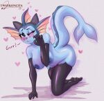 absurd_res anthro big_breasts blue_body blush breasts cat_costume clothed clothing costume eeveelution female generation_1_pokemon hi_res looking_at_viewer mammal nintendo pokemon pokemon_(species) simple_background solo tail text twaykoncita vaporeon wide_hips