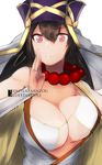  bad_id bad_pixiv_id beads bikini_top breasts brown_hair fate/grand_order fate_(series) hat highres image_sample kojima_(blue_stardust) large_breasts long_hair pink_eyes prayer_beads solo twitter_sample upper_body xuanzang_(fate/grand_order) 