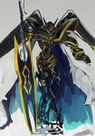  alphamon alphamon_ouryouken armor bandai cape digimon full_armor helmet ky?kyoku_senjin_oury?ken kyå«kyoku_senjin_ouryå«ken male_focus monster no_humans royal_knights sword weapon wings 