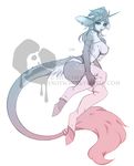  anthro areola breasts clothing collar ear_piercing equine facial_piercing female hooves horn legwear lingerie lip_piercing looking_at_viewer mammal monochrome nipples pandora_(artist) panties piercing solo thigh_highs translucent transparent_clothing underwear unicorn 