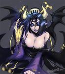  artist_name bandai bare_shoulders bat_(symbol) blue-eyes breasts claws demon demon_girl digimon female highres horns large_breasts lilithmon looking_at_viewer nail_polish seven_great_demon_lords smile solo succubus wings 