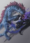  69_position anthro balls belly big_belly big_dom_small_sub big_penis black_penis blue_cum colored_cum cum cum_in_ass cum_in_mouth cum_inflation cum_inside cum_leaking dragon duo erection excessive_cum eyes_closed fellatio gorath horn humanoid_penis hyper hyper_belly inflation lying male male/male muscular nude on_back open_mouth oral orgasm penis rubber sex sharp_teeth simple_background size_difference teeth tongue tongue_out tongue_wrapped_around_penis unusual_cum wings 