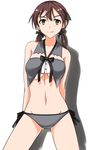  blush brown_eyes brown_hair gertrud_barkhorn hiroshi_(hunter-of-kct) long_hair midriff side_tie solo strike_witches twintails 