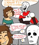  2016 ? ambiguous_gender animated_skeleton bone clothing comic dialogue english_text human male mammal not_furry nsfwshamecave papyrus_(undertale) protagonist_(undertale) simple_background skeleton text undead undertale video_games 