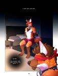  anthro ben_(roanoak) blush brown_fur brown_hair canine clothed clothing comic english_text fur hair male mammal maned_wolf multicolored_fur roanoak text white_fur 