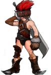  blank boots buster_sword final_fantasy final_fantasy_ix fur_trim gloves male_focus prairie-wolf red_hair scar simple_background solo sword weapon white_background 