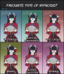 absurd_res armor armwear bedroom_eyes belt big_breasts black_hair blue_eyes bodily_fluids body_control bored bottomwear bracers breast_squish breasts canid canine canis caption chart clothing confusion dialogue drooling emotionless female fishnet_armwear fishnet_clothing fishnet_topwear flashing forced fur gloves grey_body grey_fur hair hand_under_breast handwear headgear headwear heart_eyes heart_symbol hi_res hypnosis internal_dialogue inverted_nipples jester lantern_sleeves long_hair mammal markings mind_control narrowed_eyes nipples no_pupils panicking presenting presenting_breasts purple_armwear purple_bottomwear purple_clothing purple_topwear question_mark red_armwear red_clothing red_markings red_topwear saliva seductive smile solo squish thoughts topwear wolf zara_(zaraunitymasters) zaraunitymasters