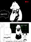  2016 ambiguous_gender anthro boss_monster caprine chara_(undertale) clothing english_text female fur goat hrdrifter human mammal protagonist_(undertale) simple_background tagme tags_under_construction text toriel understage undertale video_games white_fur 
