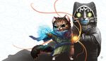  anthro cat cloak clothing feline firefeathers front_view glowing looking_away magic magic_the_gathering male mammal parody sharp_teeth signature standing teeth whiskers 