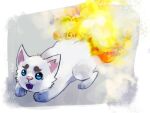 burning butt butt_on_fire canid canine canis domestic_dog feral fire fur gintama male mammal pain sadaharu solo white_body white_fur windylie