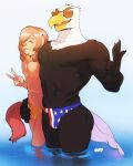 aaron_(war-bird) accipitrid accipitriform american_flag american_flag_underwear anthro avian bald_eagle bird bulge bulge_size_difference doxy duo eagle eyewear gesture hand_gesture hi_res male male/male marty_(onta) muscular muscular_male sea_eagle size_difference sunglasses united_states_of_america v_sign