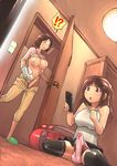  /\/\/\ 2girls :d :o backpack backpack_removed bad_id bad_pixiv_id bag bangs black_legwear black_skirt blush bob_cut bra bra_lift breasts breasts_outside brown_hair bulge capri_pants ceiling_light cellphone censored controller dutch_angle erection erection_under_clothes from_below futanari halter_top halterneck impossible_clothes impossible_shirt indoors large_breasts liza_(kg93lhaaa) long_hair looking_at_another looking_away microskirt mosaic_censoring mother_and_daughter multiple_girls navel nipples no_socks nose_blush on_floor one_side_up open_door open_mouth original panties pants penis penis_in_panties penis_peek phone pink_panties pink_shirt precum pubic_hair pubic_hair_peek randoseru red_eyes remote_control shirt shirt_lift short_hair sitting skirt sleeveless sleeveless_shirt slippers smile stained_panties sweatdrop testicles thighhighs tissue_box underwear walk-in wariza white_shirt 