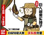  1boy armor basket brown_hood chainmail chinese_text commentary dark_souls_(series) dark_souls_ii farming gloves hat holding holding_basket hollow_peasant kanon_(rsl) male_focus seed solo sun_hat translation_request upper_body white_gloves 