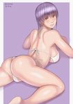  ass ayane_(doa) bikini breasts dead_or_alive large_breasts pixiv_manga_sample purple_hair solo 