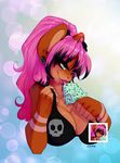  anthro bra breasts canine clothing dessert distracting_watermark ear_piercing female food half-closed_eyes ice_cream mammal pandora_(artist) piercing simple_background smile solo tongue tongue_out underwear watermark 