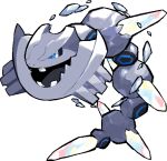  blue_eyes commentary_request crystal full_body kawaanago lowres mega_pokemon mega_steelix metal_skin no_humans open_mouth pokemon pokemon_(creature) pokemon_focus solo steelix teeth transparent_background 