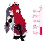  akemi_homura akemi_homura_(magical_girl) akuma_homura black_hair black_thighhighs dress english_text feet_out_of_frame full_body hand_in_another&#039;s_hair highres interlocked_fingers kaname_madoka kiss leg_lock long_hair mahou_shoujo_madoka_magica miki_sayaka red_dress red_hair sakura_kyoko sakura_kyoko_(magical_girl) simple_background soul_gem standing_leg_lock thighhighs tomoe_mami white_background yuri 