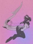  anthro breasts canine distracting_watermark featureless_breasts female fish hi_res hybrid mammal marine navel nude pandora_(artist) shark simple_background smile solo watermark 