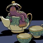  @_@ crack cup lounging no_humans pokemon pokemon_(creature) pokemon_focus polteageist saboteri_(savot) smile spiral-only_eyes teacup teapot 