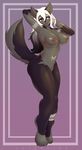  2016 anthro breasts female hair lysergide mammal nipples nude purple_eyes skunk smile solo white_hair 
