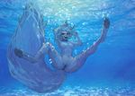  2016 anthro anus big_tail breasts collar feline female fluffy fluffy_tail looking_at_viewer mammal nipples nude peace_sign_(disambiguation) pussy solo totesfleisch8 underwater water 